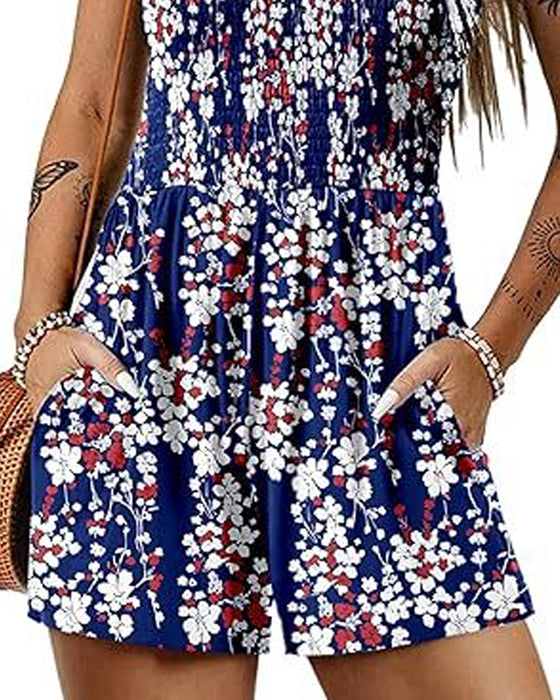 Jumpsuit blomstret afslappet stropshorts