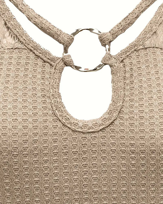 T-Shirt Blonde Panel Strikket