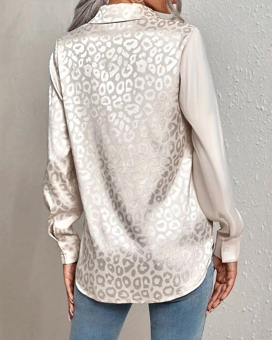 Skjorte Satín Leopardtryk Splittet