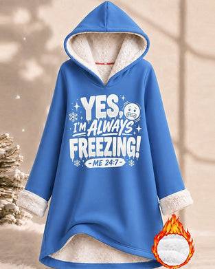 Hoodie Fleeceforet Bogstavtryk Lang Model
