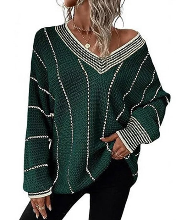 Pullover Trøje Afslappet Loose Fit Stribe