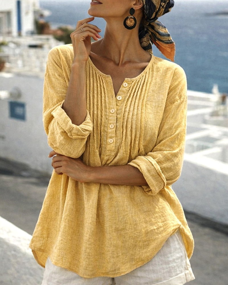 Bluse Plisseret Mellemlang Casual