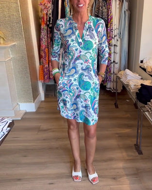 Shift-kjole med Paisley print