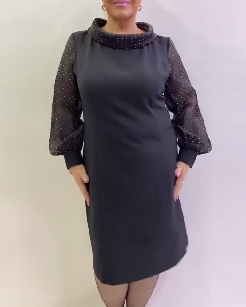 Kjole Lanterne Ærme Mesh Patchwork