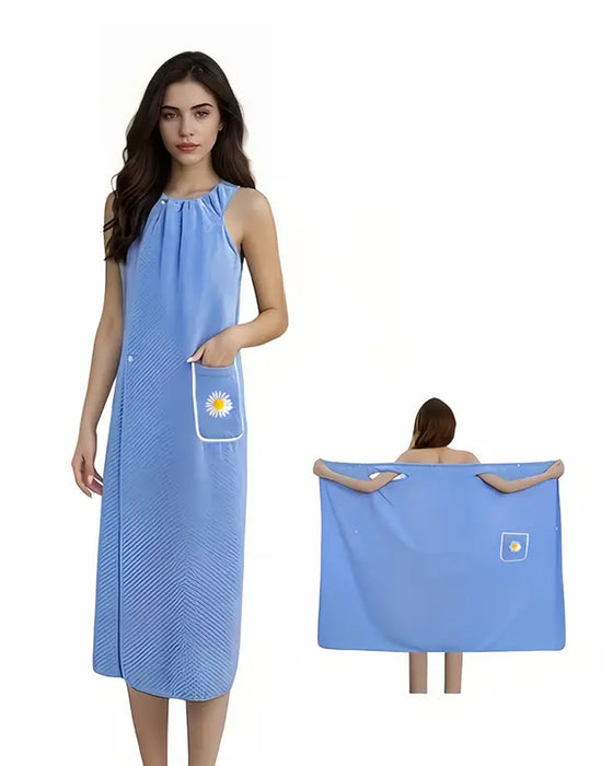 Blød Absorberende Hurtigtørrende Barber Badehåndklædesnørret Skørt Med Blomstermønster Lomme