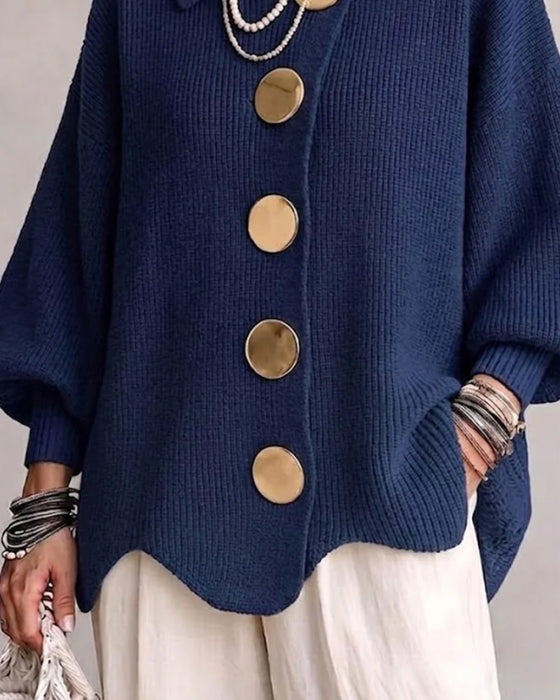 Cardigan Stor Metalknap Revers