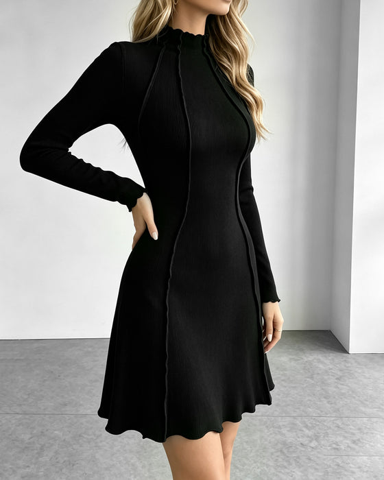 Kjole Mock Hals Ensfarvet Casual