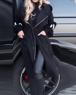 Løs lang frakke med lommer