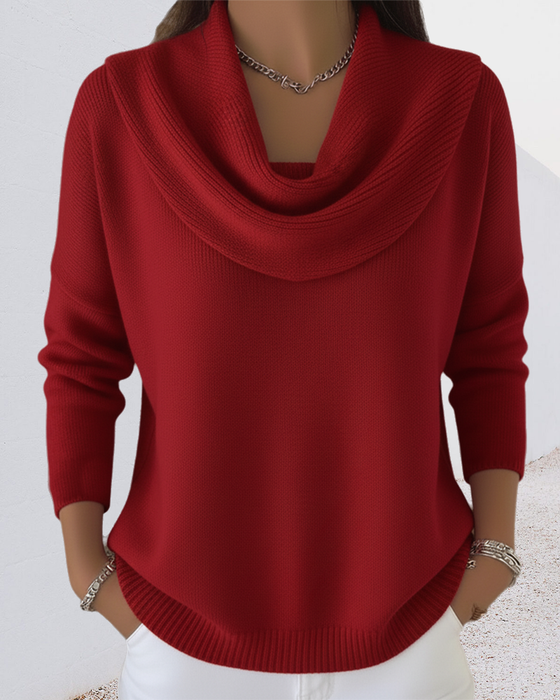 Sweater Ensfarvet Pile-krave Pullover