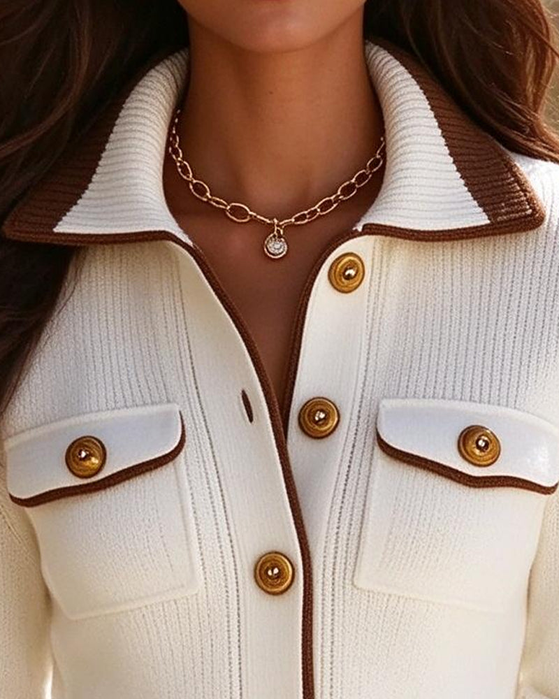 Cardigan Slag Knap Stribe