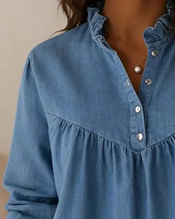 Top Denim Flæse Knappet