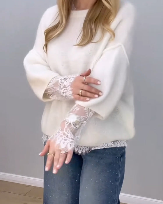 Sweater Stilfuld Hyggelig Blonder Patchwork