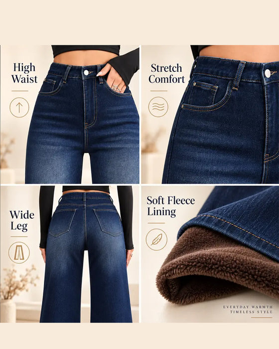 Fleeceforede wide-leg jeans