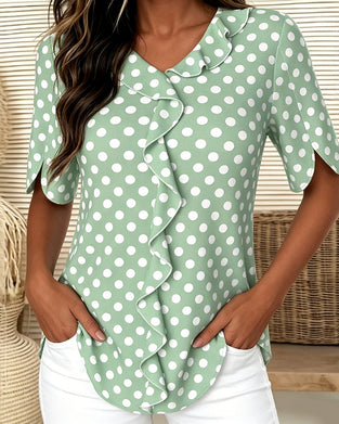 Bluse Prikket Ruffle V-Hals