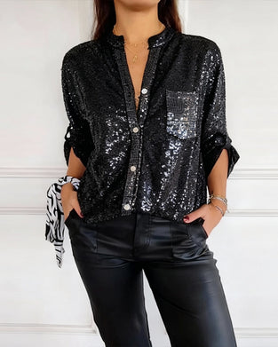 Stilfuld Ensfarvet Skjorte Med Lomme