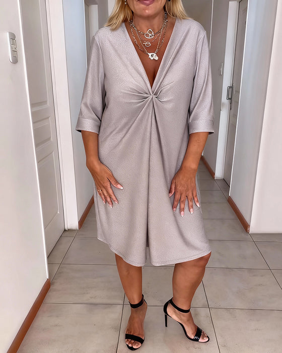 Kjole Sexet V-hals Løs Og Elegant