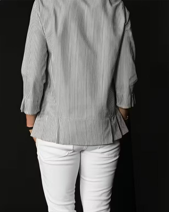 Top Stribet Rund Hals