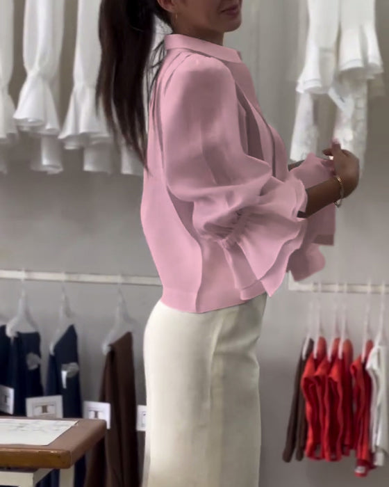 Bluse Puffærme Ruffle