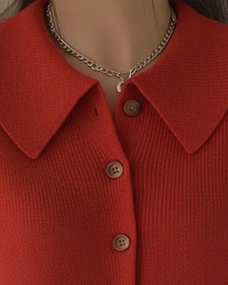 Langærmet Pullover Med Knappet Krave