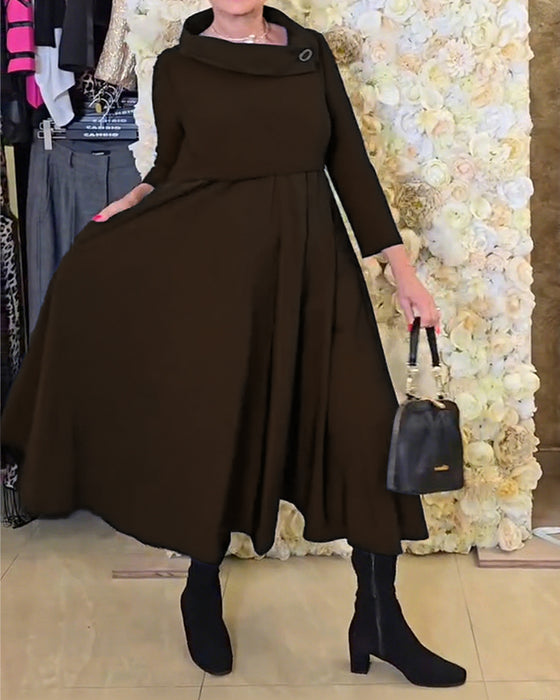 Kjole Fashionable Street Ensfarvet A-linje