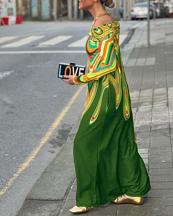 Elegant off-shoulder kjole med lange ærmer