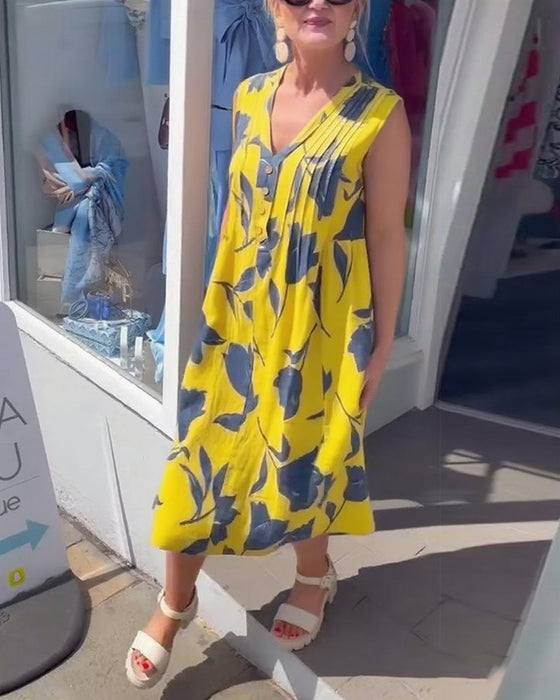 Kjole V-Hals Ærmeløs Trykt