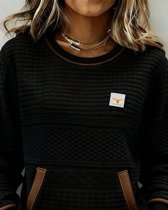 Sweatshirt Med Rund Halsudskæring Og Farveblokning