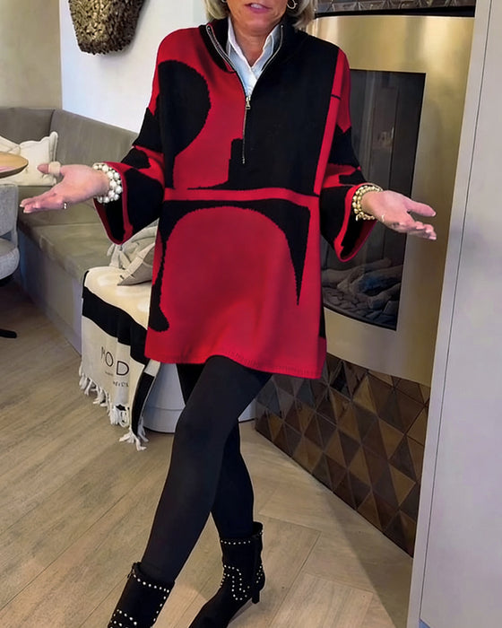 Pullover Med Halv Lynlås Og Moderne Stående Krave