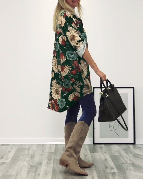 Revers patchworkskjorte med leopardprint