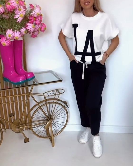 Sæt Casual Letter Print Sports