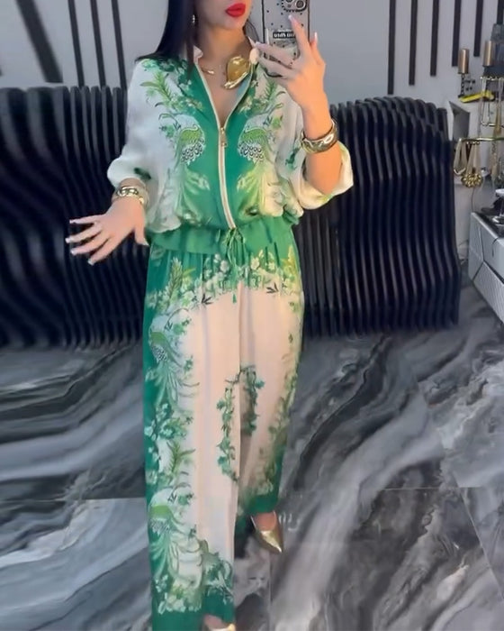 Bredbenet Jakkesæt Temperament Stående Krave Lynlås