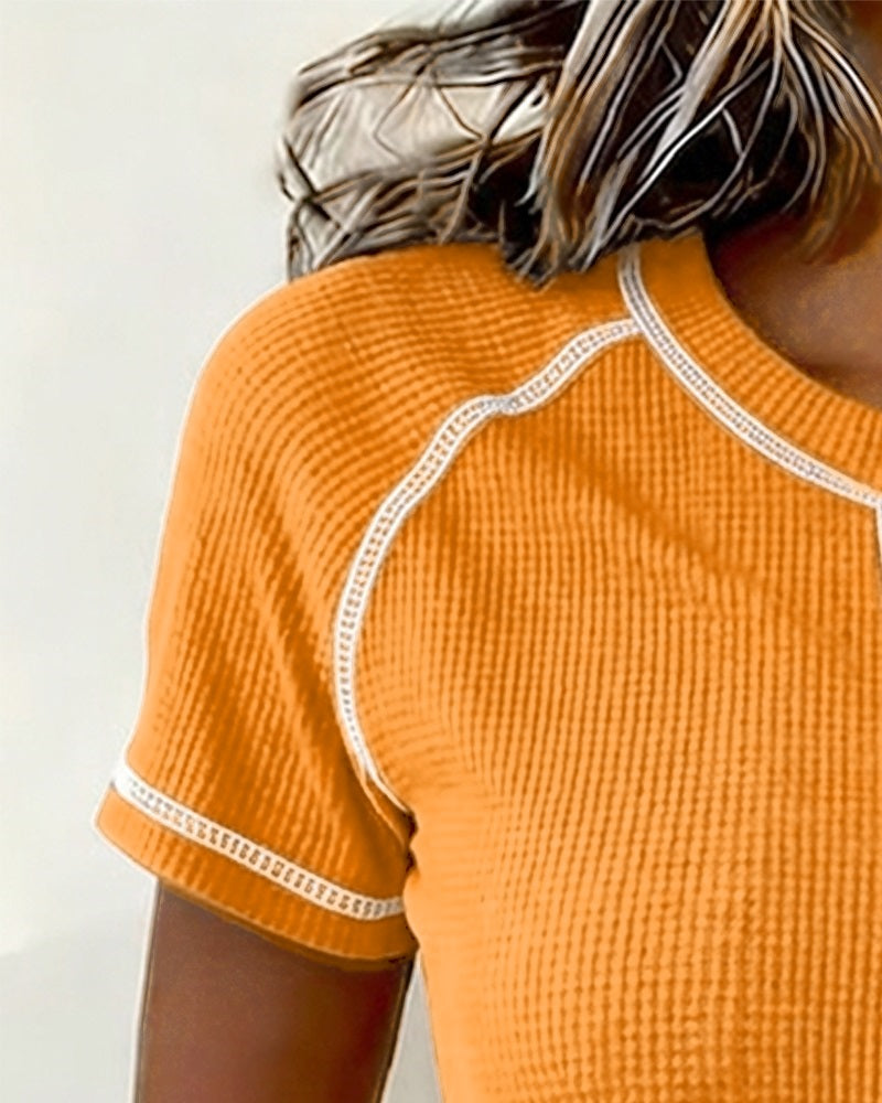 T-Shirt Vaffelstrikket Henley
