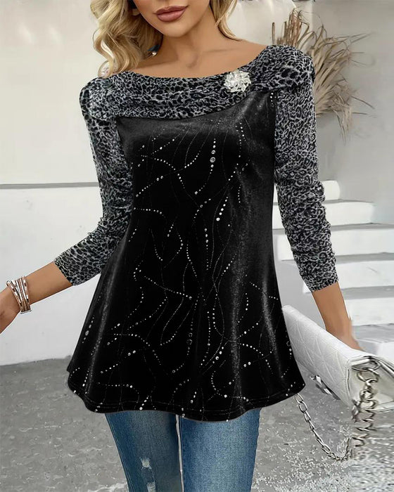 Langærmet Top Med Leopardprint