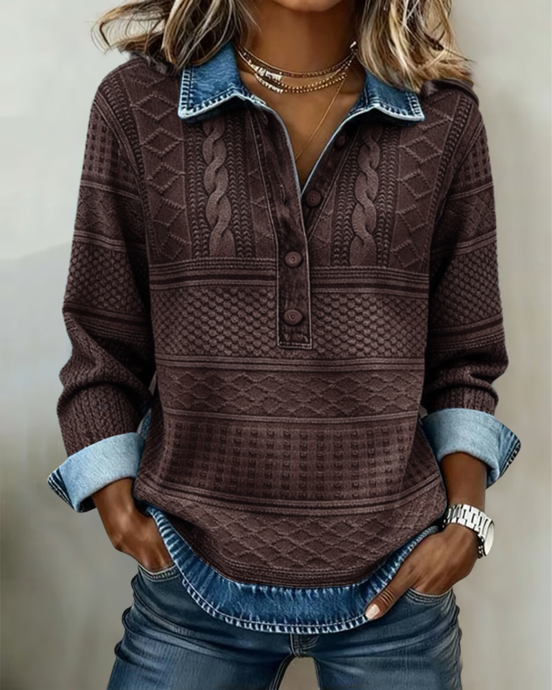 Sweatshirt Moderne Halv Knappet Flip