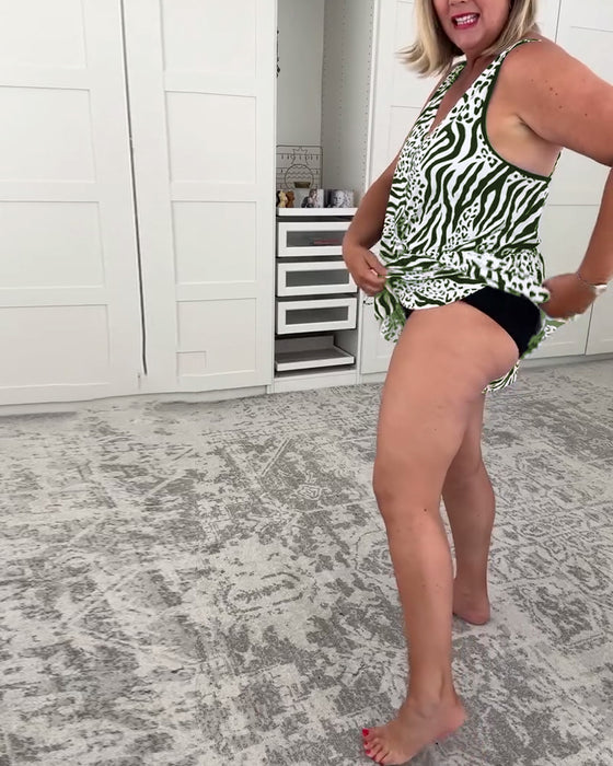 Slim Fit Badedragt Med Zebramønster