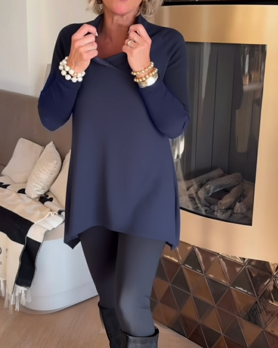 Uregelmæssig Krave Langærmet Top