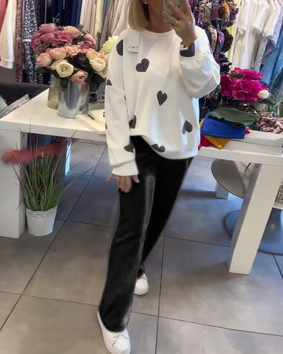 Todelt Sæt Hjerternønster Casual