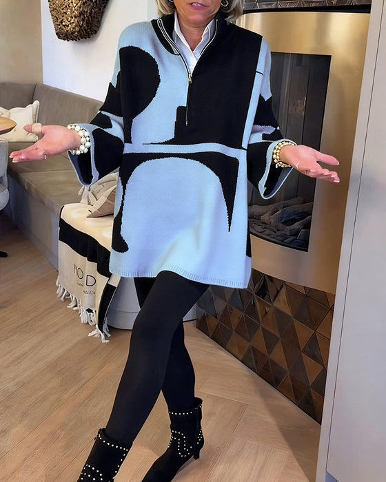 Pullover Med Halv Lynlås Og Moderne Stående Krave