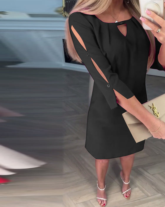 Kjole Elegant Ensfarvet Hul Lige