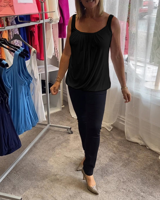 Plisseret hvid camisole top