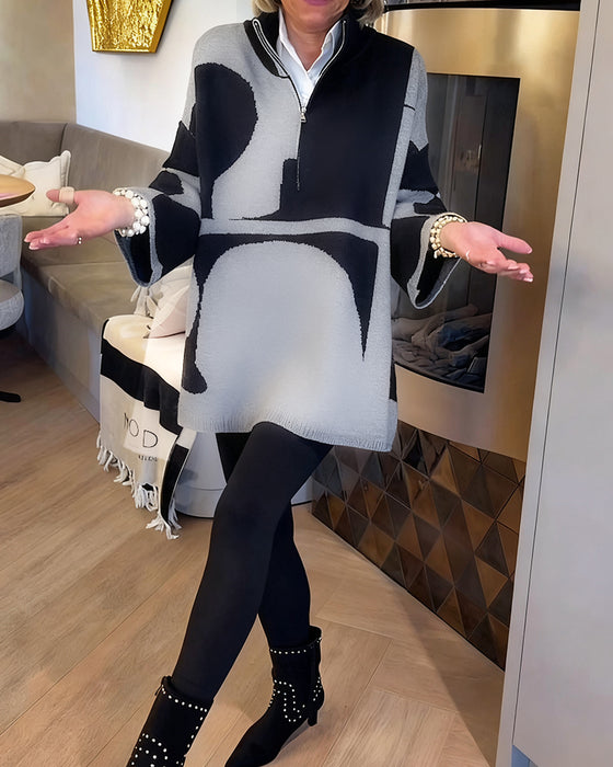 Pullover Med Halv Lynlås Og Moderne Stående Krave