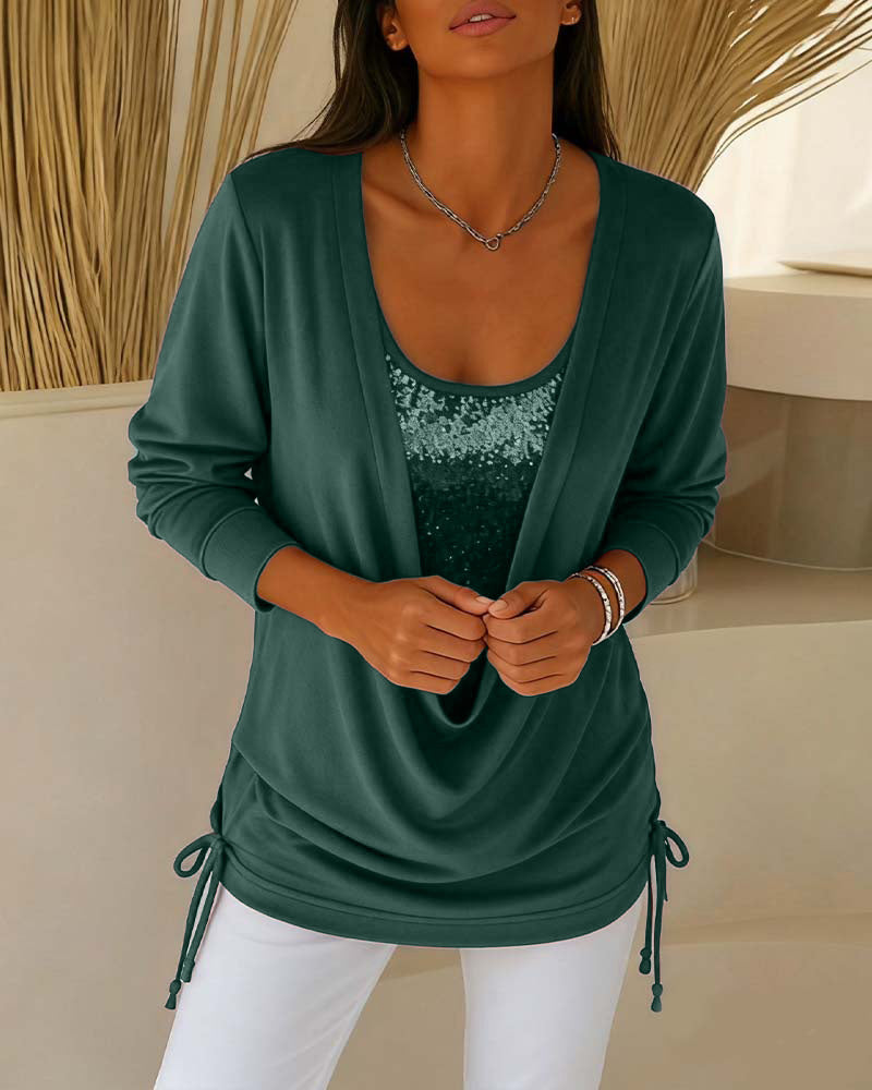 Paljettop I Kontrastfarver Med Todelt Look