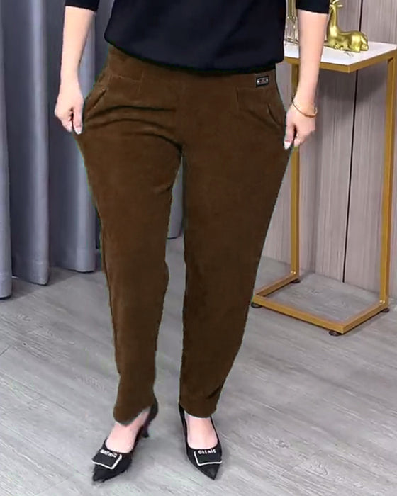 Ensfarvede Stretch-Skinnybukser