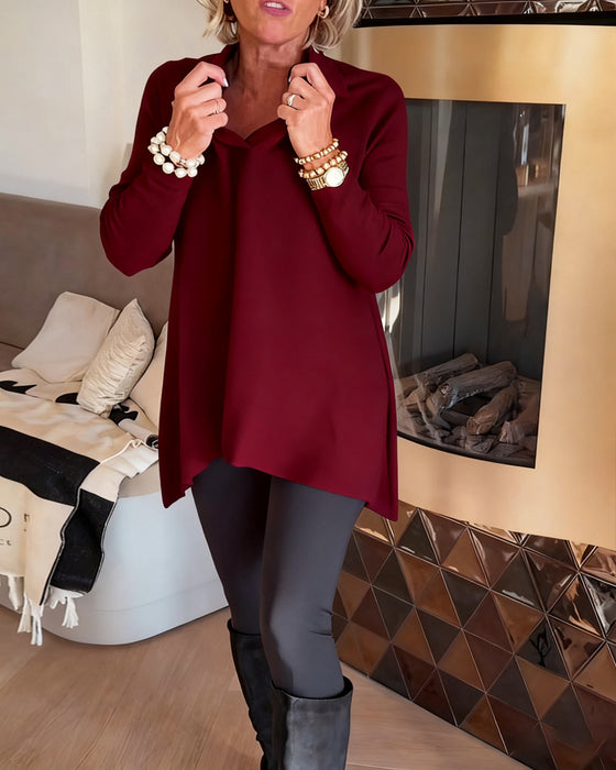 Uregelmæssig Krave Langærmet Top