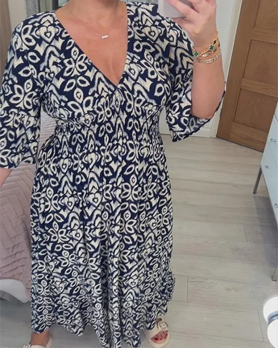 Mønstret lang kjole