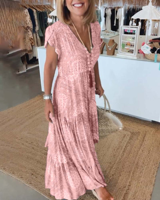 V-halset feriekjole med slids