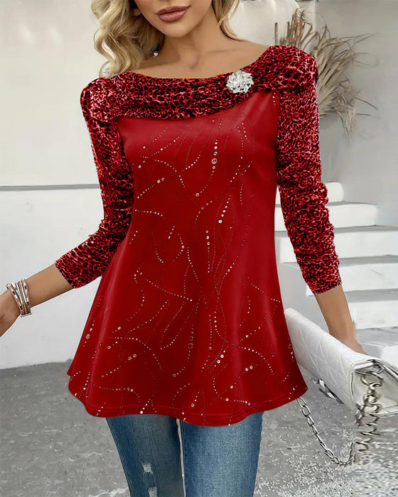 Langærmet Top Med Leopardprint