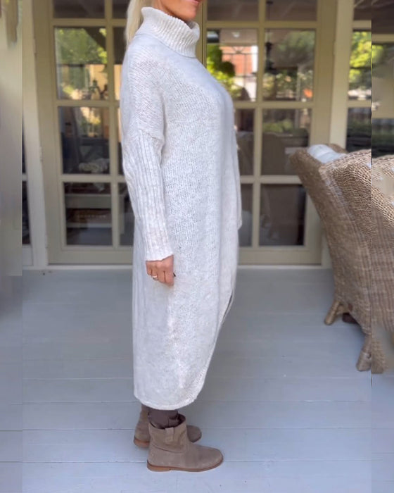 Lang pullover med høj hals