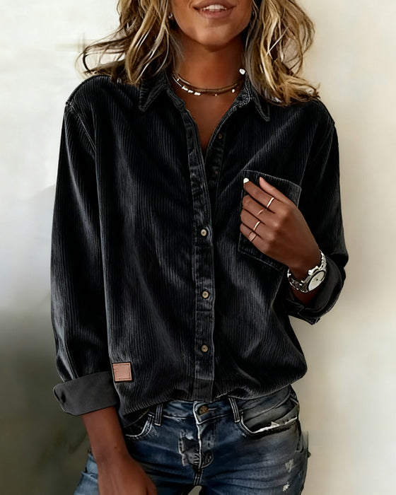 Skjorte Moderne Fløjl Flip