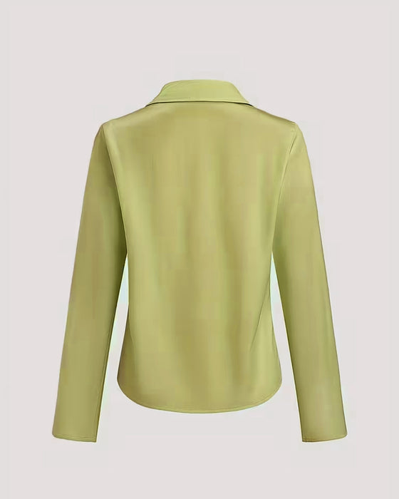 Bluse Lapel Lige Skulder Trykt